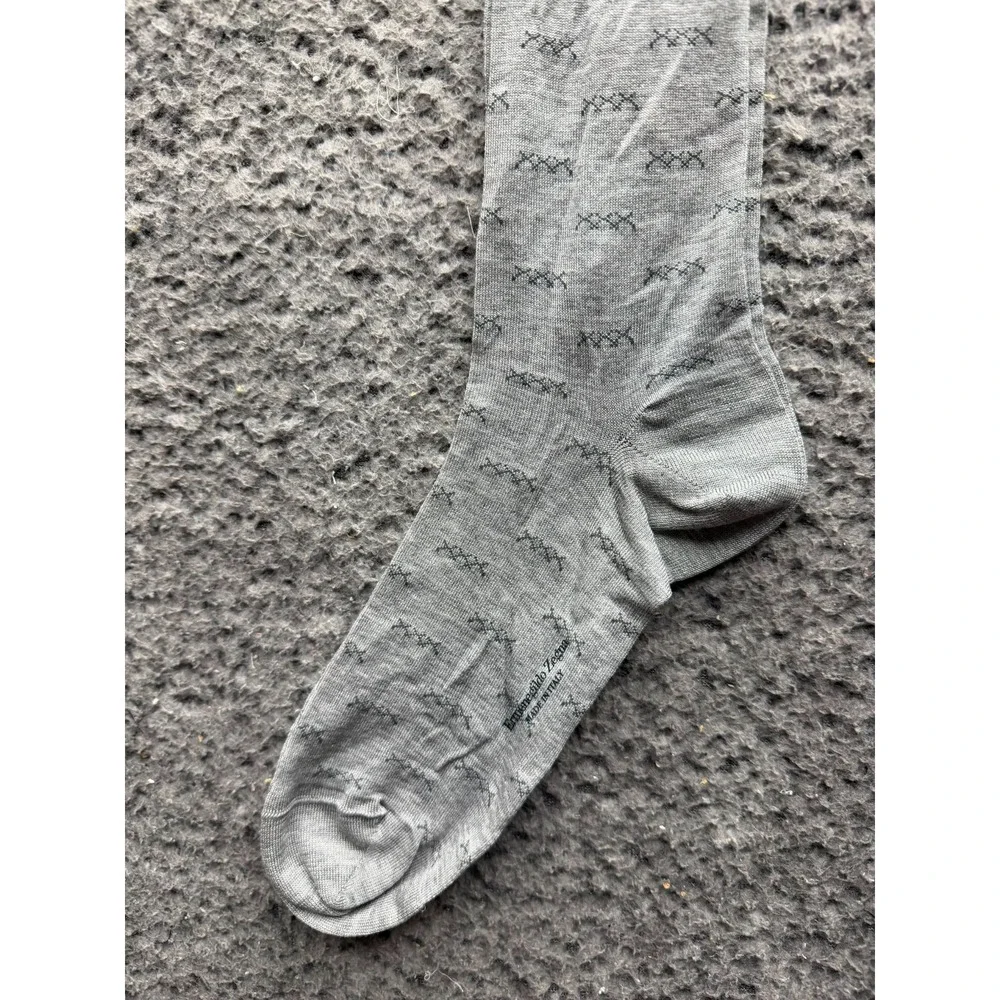NWT Ermenegildo Zegna Iconic Triple X Knee Socks Light Grey Melange One Size